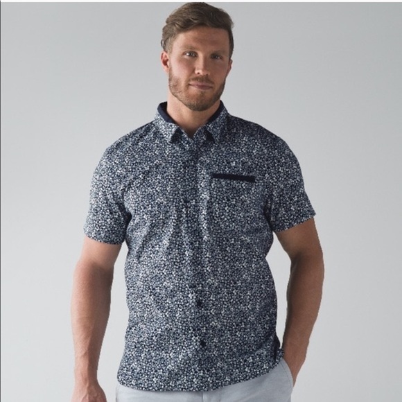 lululemon athletica Other - LULULEMON Blue White Floral Button Down Shirt